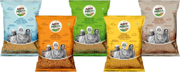 Adithi Millets Siridhanya Unpolished ORGANIC Foxtail/Kodo/Barnyard/Litle/BROWN TOP 1.25Kg Mixed Millet