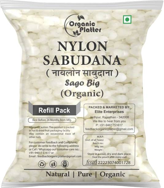 Organic Platter Nylon Sabudana Big,Nylon Sago,Nylon Crystal (Sago),Javvarisi/Tapioca pearls -R Sago