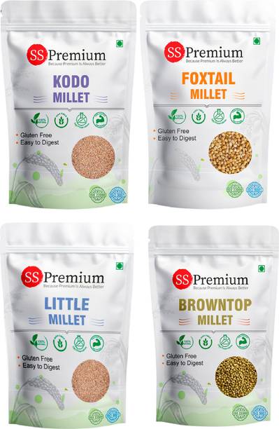 SS PREMIUM Millet Combo (Foxtail, Kodo, Little, Browntop) 4kg (1kg x 4 Packs) -100% Natural Mixed Millet