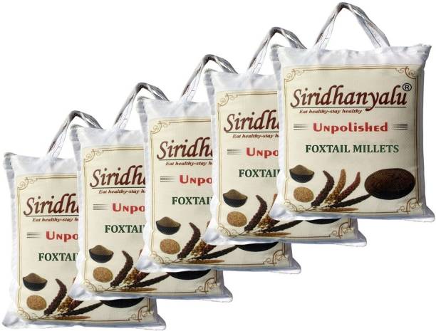 siridhanyalu Unpolished and Organic Foxtail Millet (Natural) 920gm Each pack of 5 Foxtail Millet