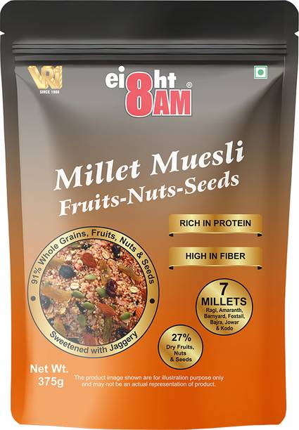 8AM Millet Muesli 91% Whole Grains, Fruits, Nuts & Seeds Rich In Protein & Fiber | मिक्सड मिलेट