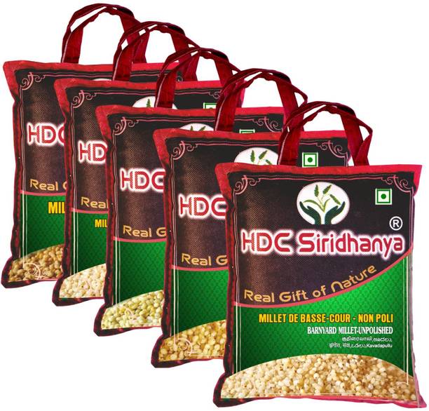 HDC SIRIDHANYA Unpolished Millets Combo(Kodo, Little,Foxtail, Barnyard, Browntop) Vacuum Pcked, Mixed Millet