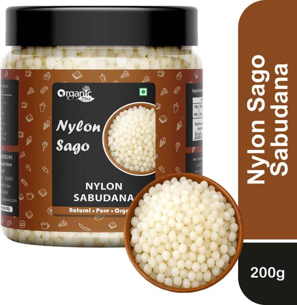 Organic Plus Sabudana Big Nylon Sabudana Nylon Big Sago Sabudana Big Size Crystal (JAR) Sago
