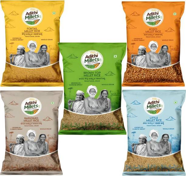 Adithi Millets Siridhanya Unpolished ORGANIC Foxtail/Kodo/Barnyard/Litle/BROWN TOP Mixed Millet