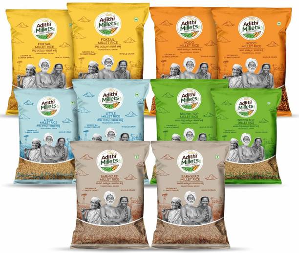 Adithi Millets Siridhanya Unpolished Foxtail Kodo Little Brown Top Barnyard (500gm*10Pic)Kg Mixed Millet