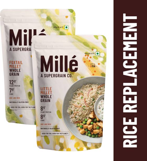 Millé: A Supergrain Co. Foxtail and Little Millet Whole Grains Combo, Gluten Free, Kangani & KutkiCombo Foxtail Millet
