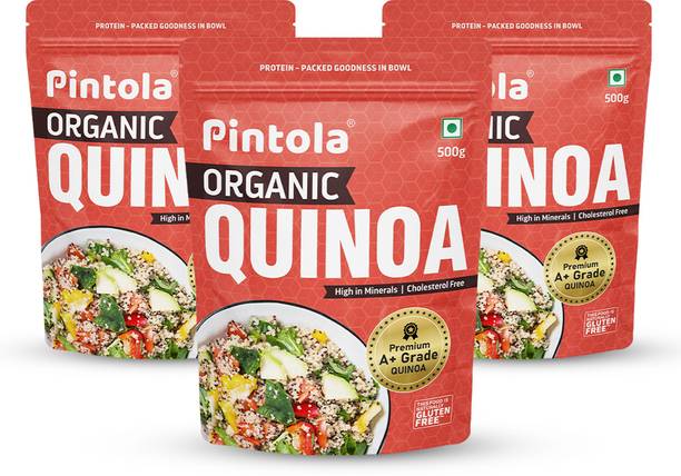 Pintola Combo Pack of 3 Organic Quinoa 500g, High in Protein, Fibre, Minerals Quinoa