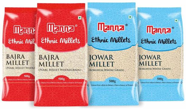 Manna Jowar & Bajra Millets - Sorghum & Pearl Gluten Free Low GI Millet Jowar