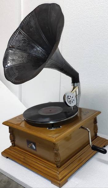 tahaart Antique Brass & Wood Replica Gramophone Wooden, Brass Gramophone