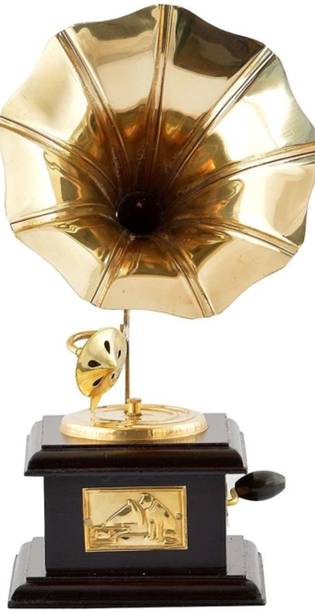 Mid Century Gramophone brass Brass, Wooden Gramophone