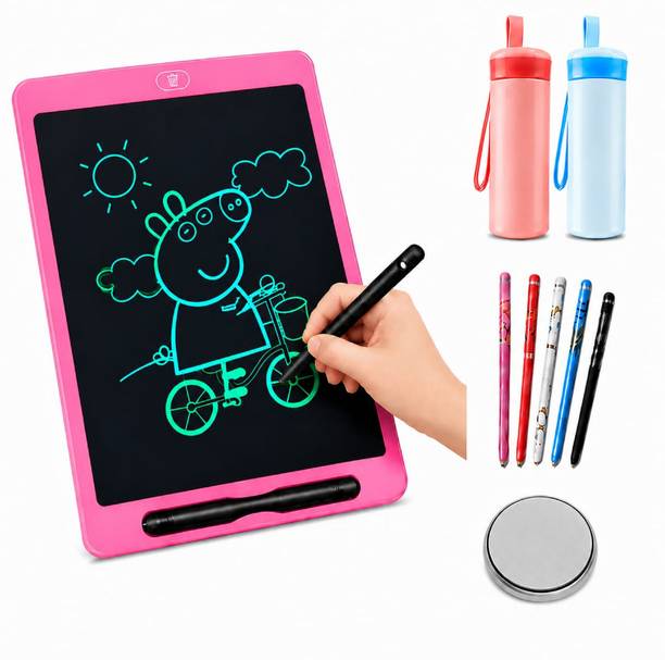 Bhavya Kids LCD Writing Pad Combo | LCD Writing Tablet | 2 Bottles, 5 Pens & 1 Battery 8.5 x 11 inch Graphics Tablet Connectivity - Wireless