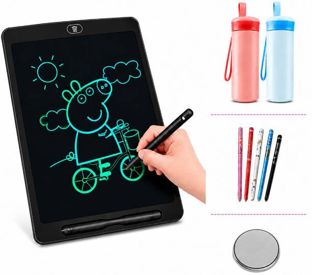Bhavya Kids LCD Writing Pad Combo | LCD Writing Tablet | 2 Bottles, 5 Pens & 1 Battery 8.5 x 11 inch Graphics Tablet Connectivity - Wireless