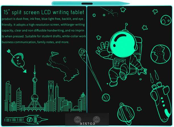 Bestor LCD Writing Pad 15 Inch Portable Ruff LCD Paperless Memo Digital Tablet E-Writing/Drawing Pad for Kids 12.5 x 8.8 inch Graphics Tablet