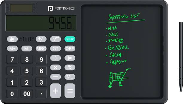 Portronics Ruffpad Calc 2 Calculator & LCD Writing Pad with 5.5 Inches Screen, Stylus Pen 4.7 x 3.3 inch Graphics Tablet Connectivity - Wireless