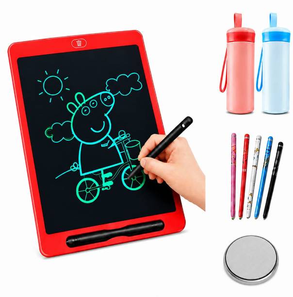 Bhavya Kids LCD Writing Pad Combo | LCD Writing Tablet | 2 Bottles, 5 Pens & 1 Battery 8.5 x 11 inch Graphics Tablet Connectivity - Wireless