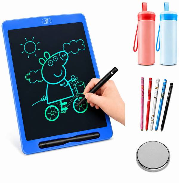 Bhavya Kids LCD Writing Pad Combo | LCD Writing Tablet | 2 Bottles, 5 Pens & 1 Battery 8.5 x 11 inch Graphics Tablet Connectivity - Wireless