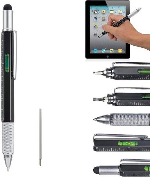 PRETOX Aluminum Unique 6 In 1 Pen Multitool Touch-Screen Stylus Tech-Tool Pen Pencil