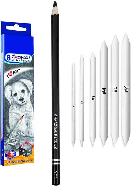 ArtKraft artline Pencil and Paper Blending Stumps with Soft charcoal Pencil
