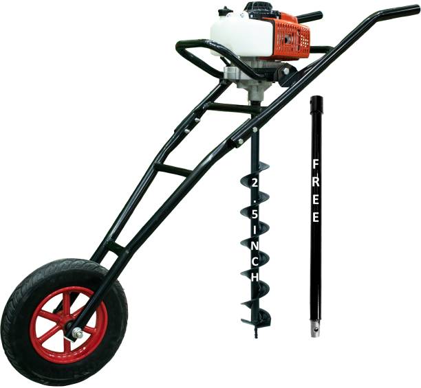 DVI 63CC TROLLEY EARTH AUGER WITH 2 STROKE ENGINE WITH 2.5INCH BIT FOR DIGGING HOLE Fuel Grass Trimmer