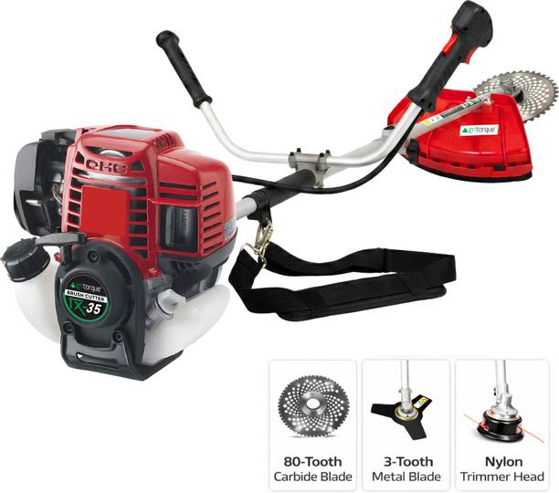 Agritorque TX-35 Pro 35cc 4-Stroke Brush Cutter with 80T, 3T & Tap & Go Blades for Lawn Fuel Grass Trimmer