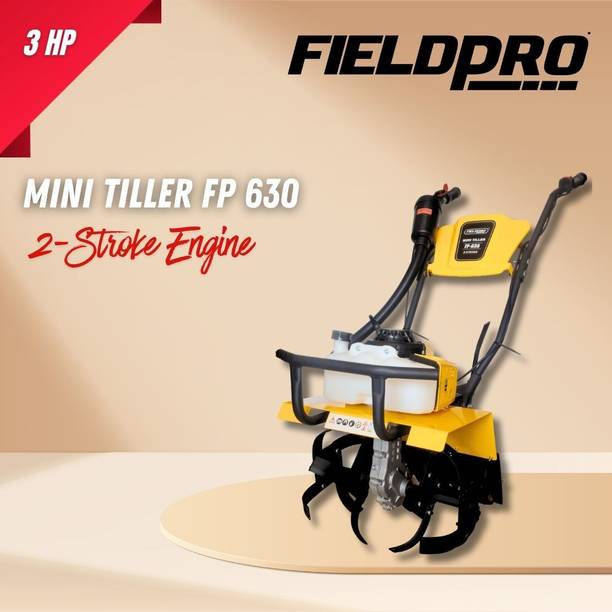 FIELDPRO 63cc Mini Tiller | 3HP Power Tiller for Weeding Hard Soil | Fuel Grass Trimmer