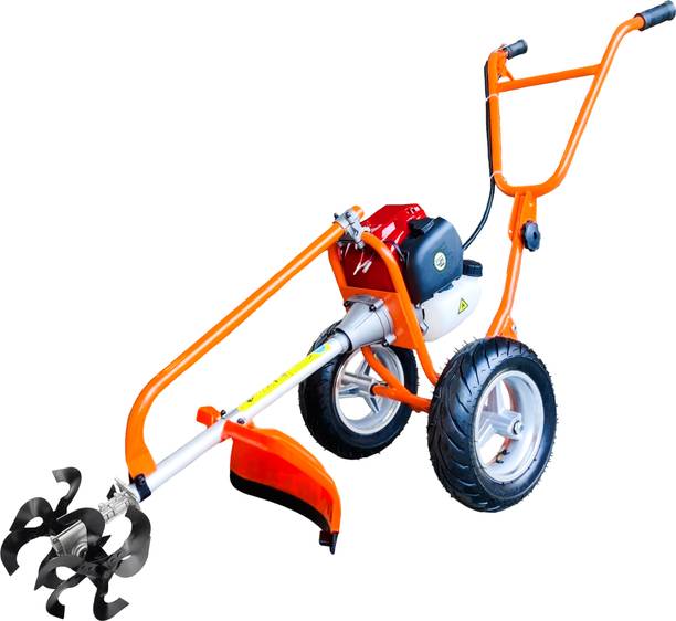 DVI 52cc 2 Stroke Trolley Brush Cutter With Ditcher Attachment For Agriculture Fuel Grass Trimmer