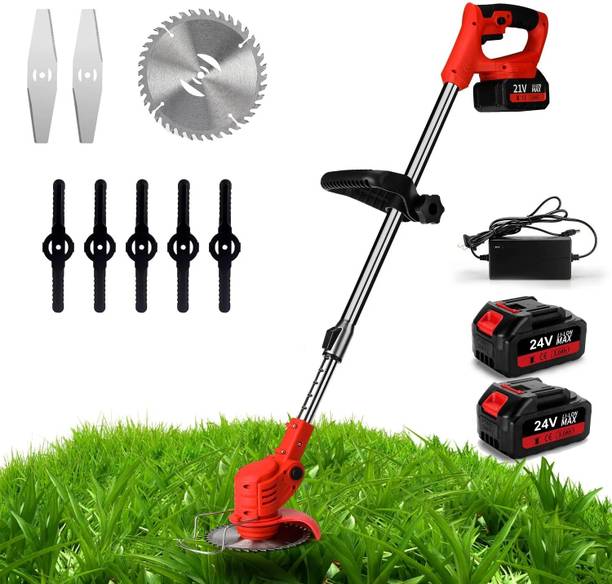 AASHRO MALL Cordless Electric Brush Cutter Stringless Weed Eater with 2 Types Blades 24v Cordless Grass Trimmer