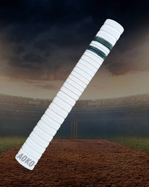 AOKO (PACK OF 1) Premium White Cricket Bat Grip with Black Line Ultra Tacky
