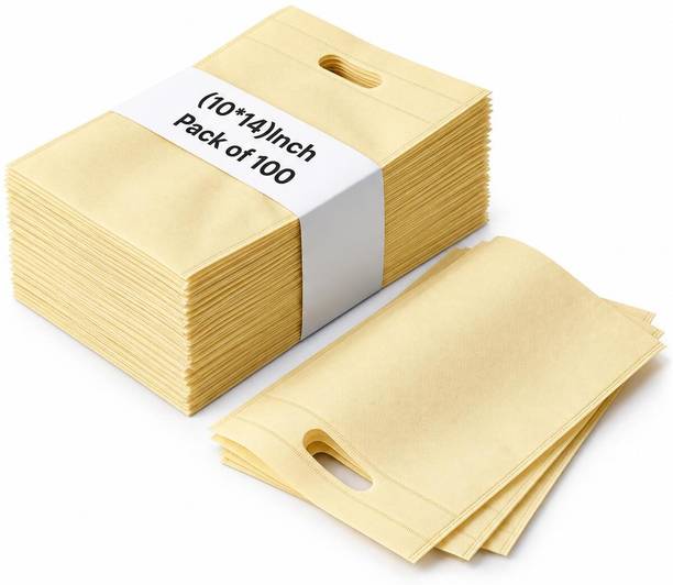 CARRY CLOUD Premium Ivory Non-Woven Carry Bag 10x14 Inch Pack of 100 Pack of 100 Grocery Bags