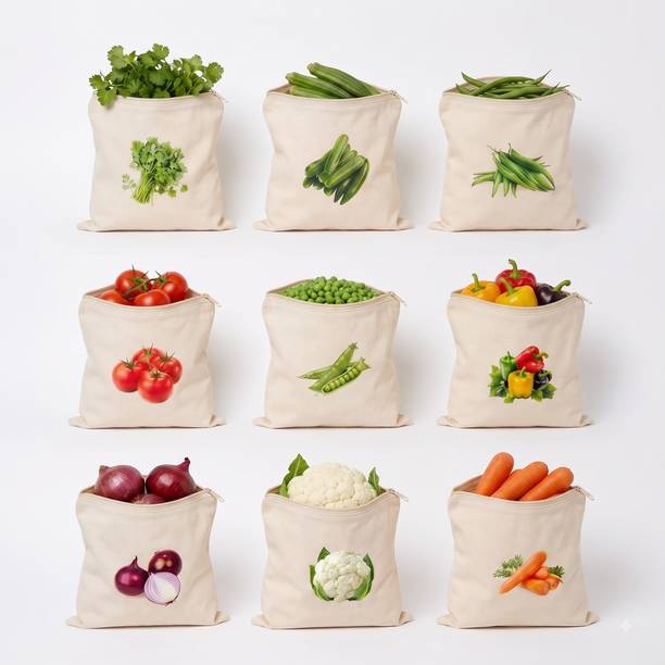 sadseliya Fruit Vegetable Organizer Bags for Refrigerator Pack of 10 Grocery Bags