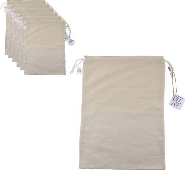 INN COMFORT Multipurpose Eco Cloth Bags,Cotton Storage Sacks,Cotton Pouches for Vegetables Pack of 6 Grocery Bags