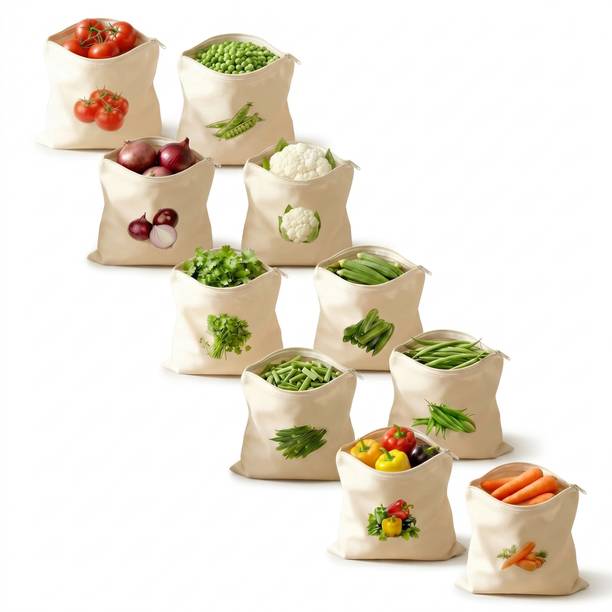 sadseliya Reusable Vegetable Storage Bags Pack of 10 Grocery Bags
