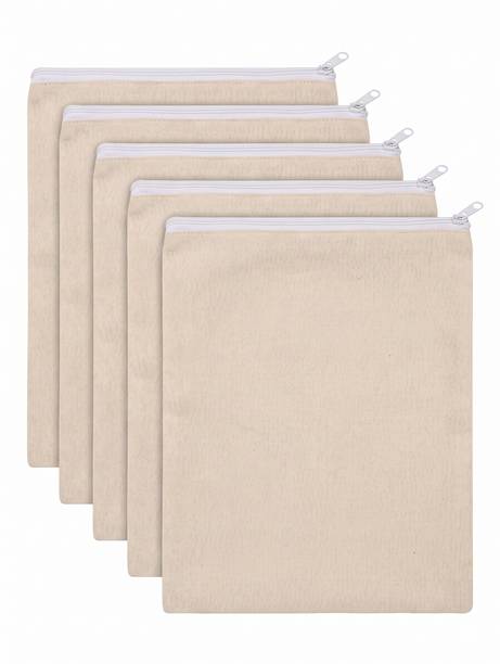 VAYRIX Pack of 5 | Eco-Friendly Cotton Zipper Vegetable Bag | Fridge Storage Bag Pack of 5 Grocery Bags