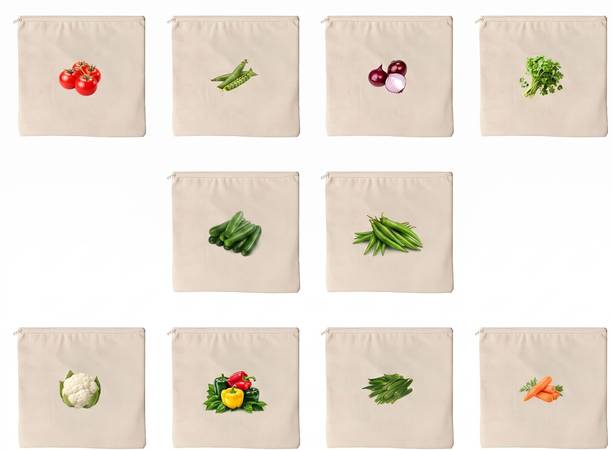 sadseliya Reusable Fruits and Vegetables Storage Bags Pack of 10 Grocery Bags