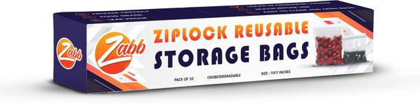 zabb Reclosable Airtight Bags Zipper Pack for Food Products Storage Pack of 20 Grocery Bags