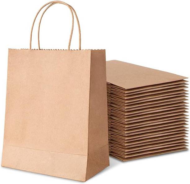 Aakriti Bags Paper Gift Bags, Brown Paper Bags with Handles Grocery Shopping Bags Pack of 25 Grocery Bags