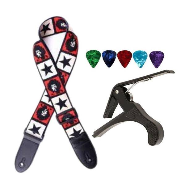 AMG Music Guitar Strap with Quick Change Metal Capo Guitar Belt For All Types of Guitars Clutch Guitar Capo