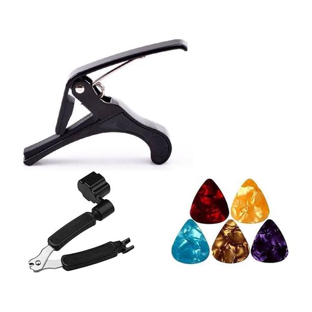 TechBlaze Guitar Capo for Acoustic Guitars Metal Alloy Capotastos One Handed Trigger Guitar Capo with free Picks for Acoustic Guitar, Electric and Ukulele Capo, Capo and Picks Combo Clutch Guitar Capo