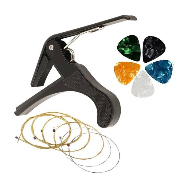 Mocking Bird Guitar Metal Quick Change Capo with Guitar String and Picks For Acoustic Guitar Clutch Guitar Capo