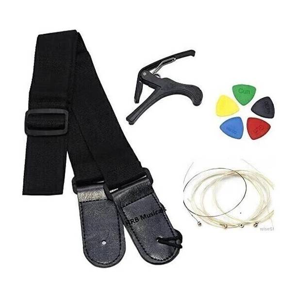 TechBlaze Guitar Belt Strap & One Handed Trigger Capo ,String, picks for Acoustic Guitar Clutch Guitar Capo