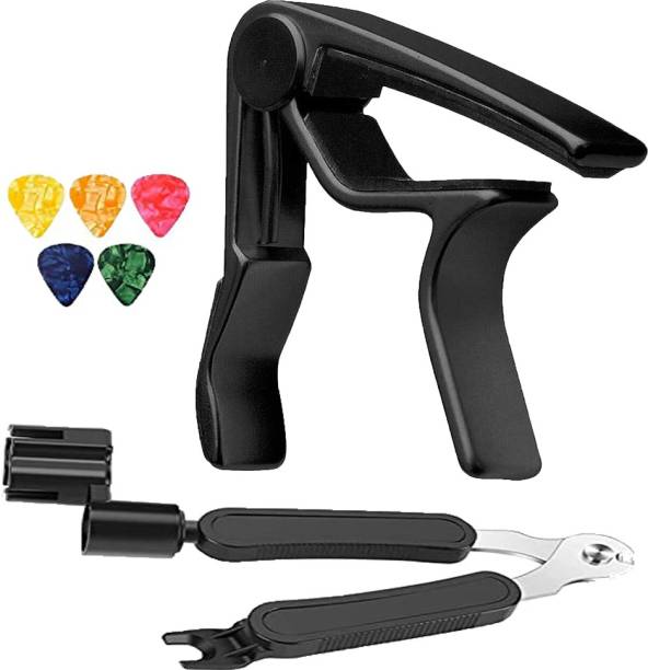 TechBlaze Guitar String Winder Cutter 3 in 1 Peg Pullers & Guitar Capo with 5 Picks Clutch Guitar Capo