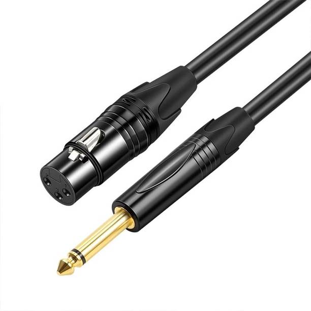 AMG Music XLR Cable Female to Jack 6.35mm Male Mono Audio Instrument Cable for DJ Speaker Single Angled XLR Patch Cable