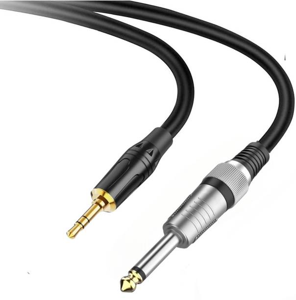 Wicrotec Instrument Cable- 6.35mm (1/4 inch) Male Mono to 3.5mm Male Audio Jack Cable Double Angled TRS Patch Cable