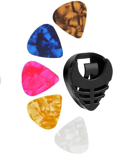Pleasure 5 Guitar Picks with Pick Holder | Multicolor | For Acoustic & Electric Guitar Guitar Pick
