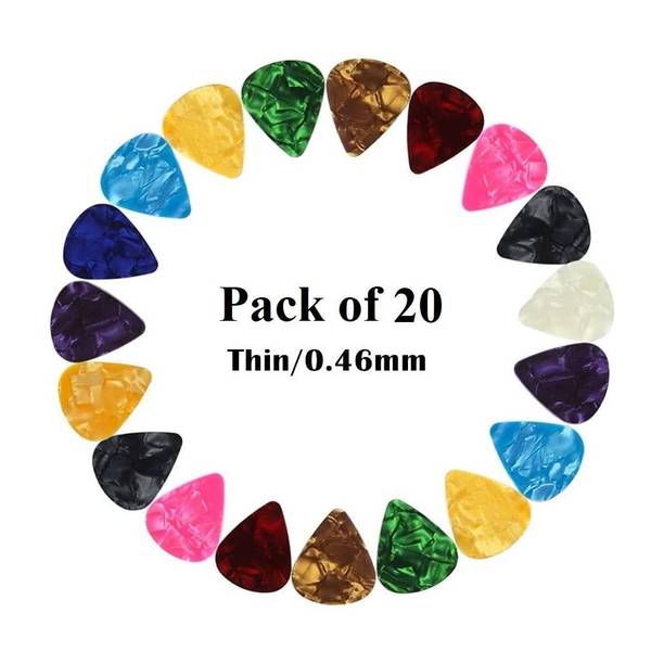 TechBlaze 20 PCs Guitar Picks Plectrums Smooth Nylon Material Stylish Colorful Celluloid Guitar Picks Plectrums for Acoustic Guitar Electric Guitar Bass Ukulele Guitar Pick