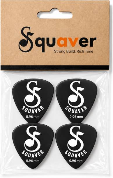 squaver Guitar Plectrums, Black, 0.96 mm, Hard Thick, Pack of 4 Guitar Pick