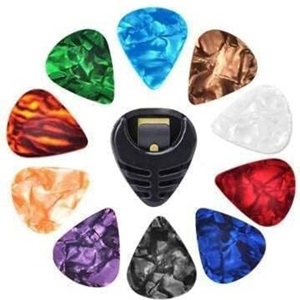 IMAGINEA Guitar Pick Holder & 10 Pcs Guitar Picks - Suitable for Acoustic, Electric, Bass Guitar Pick