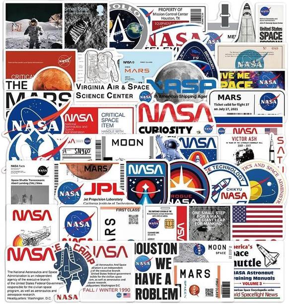 IDREAM Self-Adhesive NASA Astronaut Spacecraft Theme Waterproof Stickers (Set of 50) Guitar Sticker