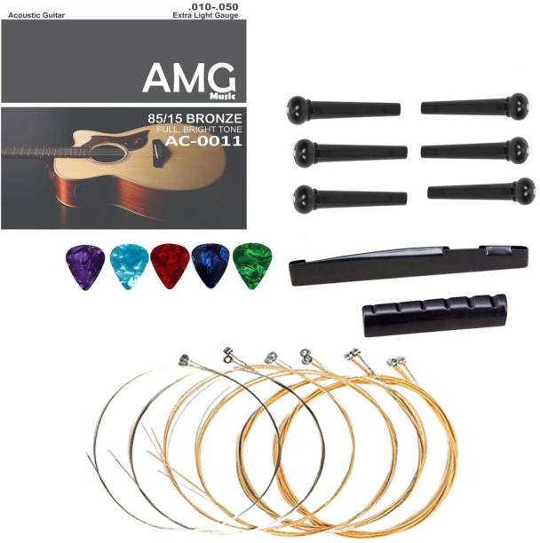 AMG Music Acoustic Guitar String Set Lightweight Stainless steal with Saddle Set For Guitars Guitar String