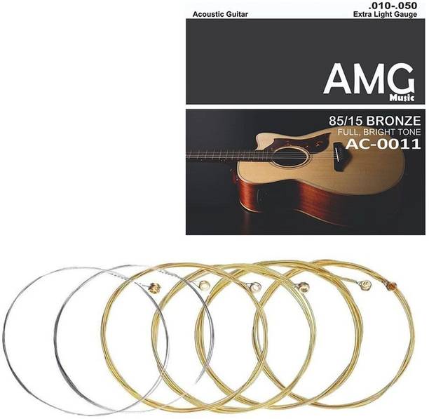 AMG Music Acoustic Guitar String Set of 6 Light Stainless Steal String for Acoustic Guitar Guitar String